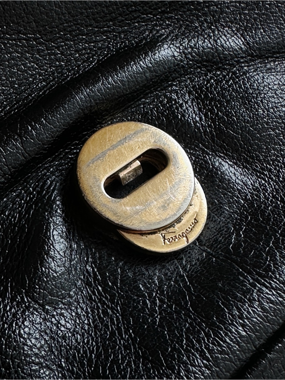 Ferragamo Vintage Gancini Black Leather Crossbody Bag - Picture 8 of 12